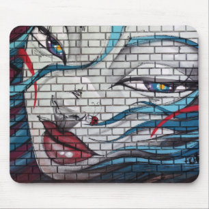 Asian Girl Graffiti Mouse Pad