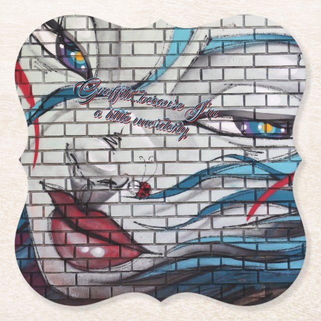 Asian Girl Graffiti  Paper Coaster (Front)