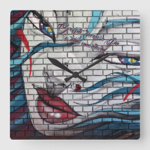 Asian Girl Graffiti  Square Wall Clock