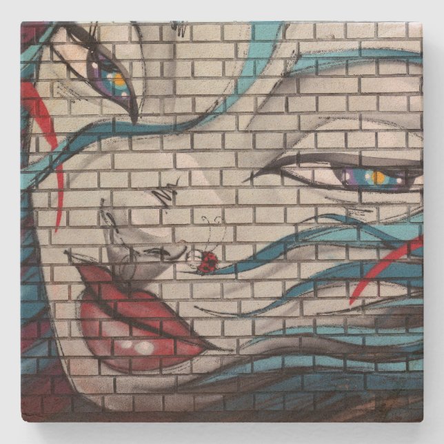 Asian Girl Graffiti  Stone Coaster (Front)
