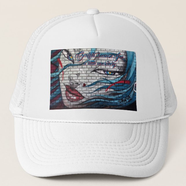 Asian Girl Graffiti  Trucker Hat (Front)