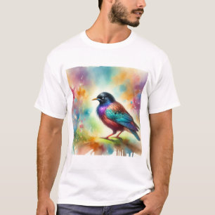 Asian glossy starling 050824AREF145 - Watercolor T-Shirt
