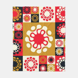 Asian Gold Red Mosaic, Ethnic Style. Fleece Blanket