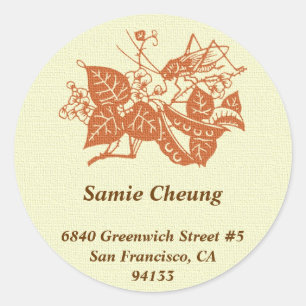 Asian grasshopper custom circle address label