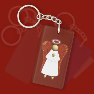 Asian Guardian Angel, Red (double-sided)  Keychain