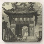 Asian Imperial Temple in Black & White Coaster<br><div class="desc">Visitors gather in front of this Asian imperial temple, ready to enter. The stunning print is done in black and white, giving the whole piece an ancient look that mimics the time it is depicting. Put this on your wall today and enjoy!</div>