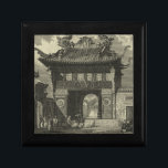 Asian Imperial Temple in Black & White Gift Box<br><div class="desc">Visitors gather in front of this Asian imperial temple,  ready to enter. The stunning print is done in black and white,  giving the whole piece an ancient look that mimics the time it is depicting. Put this on your wall today and enjoy!</div>