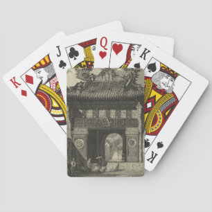 Asian Imperial Temple in Black & White Playing Cards