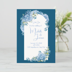 Asian Influence Blue White Floral Wedding  Invitation