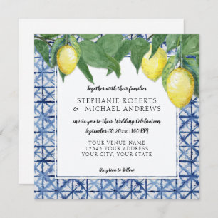 Asian Influence Shibori X Pattern w Lemon Branch Invitation