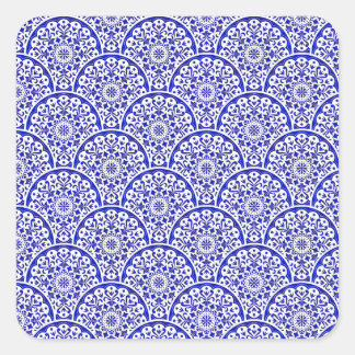 Asian Inspired Blue and White Pottery Chinoiserie Square Sticker