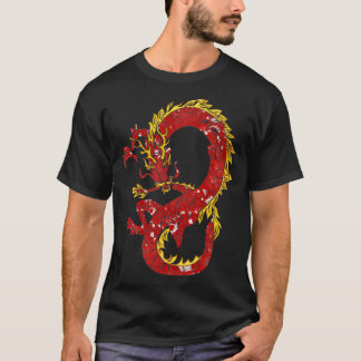 Asian Japanese Chinese Dragon In Red And Gold Desi T-Shirt