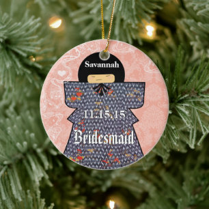 Asian Kimono Birdesmaid Gifts Pink Changes Ceramic Ornament