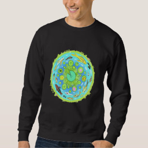 Asian Koi Blue Pond Goldfish Carp Freshwater Plant Sweatshirt