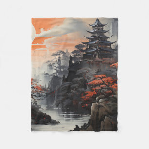 Asian Landscape Art Fleece Blanket