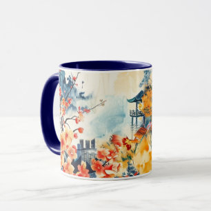 Asian Landscape with Pagoda Mug
