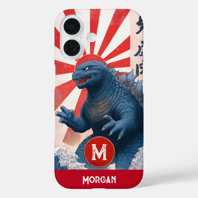 Asian Lizard Monster Monogram Name Retro Cool Bold Case-Mate iPhone Case (Back)