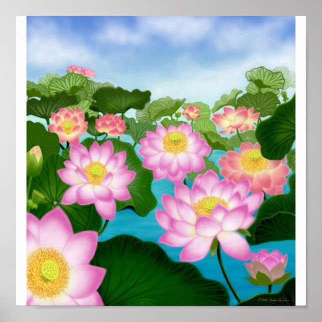 Asian Lotus Garden Poster (Front)