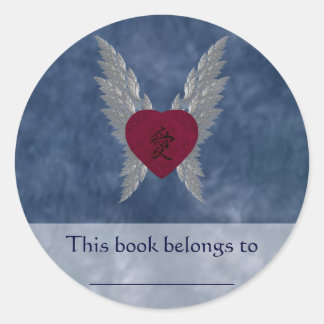 Asian Love Bookplate Classic Round Sticker
