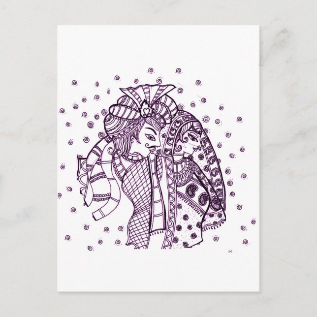 asian mehndi-Wedding Postcard (Front)