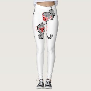 Asian Monkey Duo: Sitting and Climbing Leggings