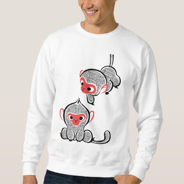 Asian Monkey Duo: Sitting and Climbing Sweatshirt (Front)