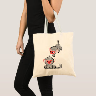 Asian Monkey Duo: Sitting and Climbing Tote Bag