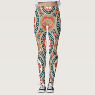 Asian Motive: Elegant Geometric Design Leggings