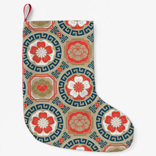 Asian Motive: Elegant Geometric Design Small Christmas Stocking