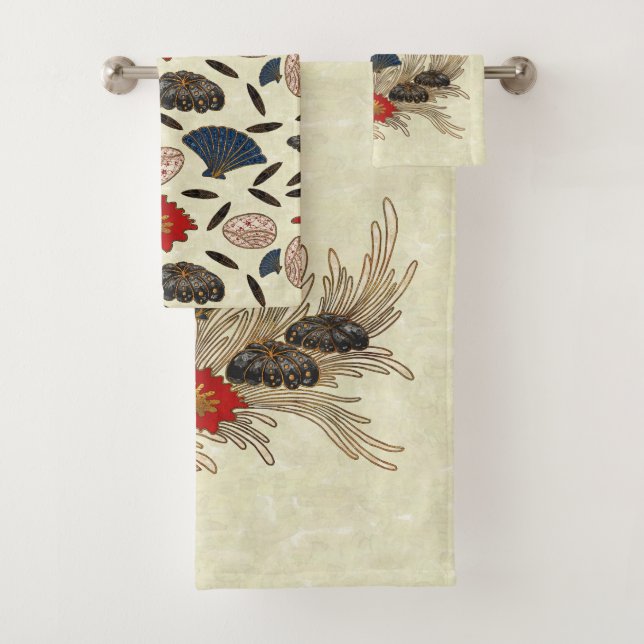 Asian Ocean Deco Bath Towel Set (Insitu)