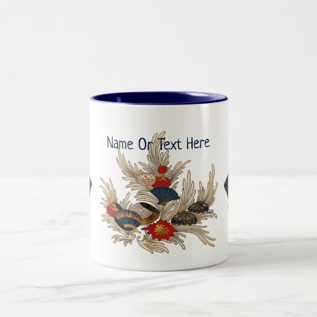 Asian Ocean Deco Two-Tone Coffee Mug (Center)