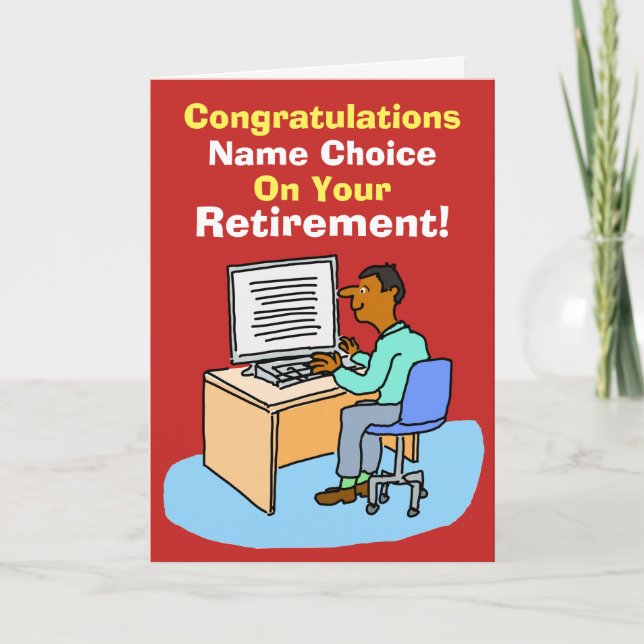 Asian Office Worker, or Computer User Retirement Card (Front)