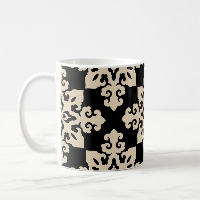 Asian Ornamental Motive Geometric Pattern Coffee Mug (Left)