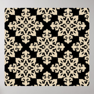 Asian Ornamental Motive Geometric Pattern Poster