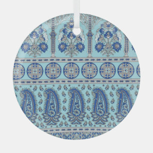 Asian Paisley Border: Traditional Design. Glass Ornament