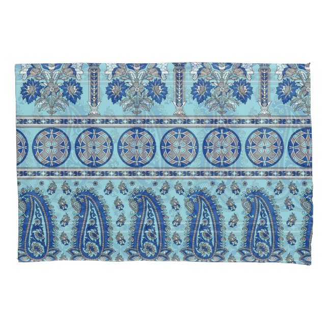 Asian Paisley Border: Traditional Design. Pillowcase (Front)