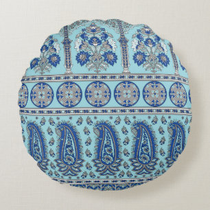 Asian Paisley Border: Traditional Design. Round Pillow
