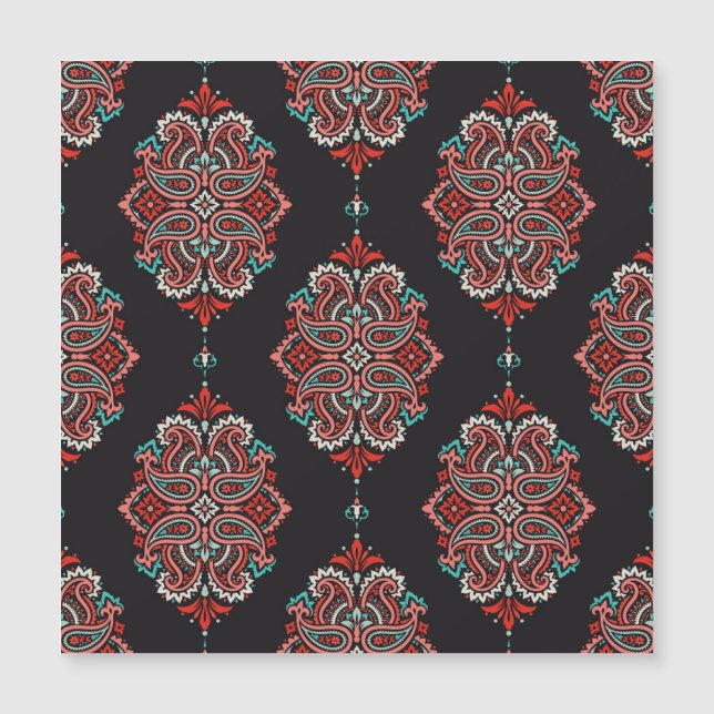 Asian paisley elements, boho vintage pattern. (Front)