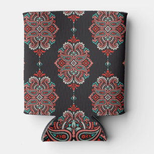 Asian paisley elements, boho vintage pattern. can cooler