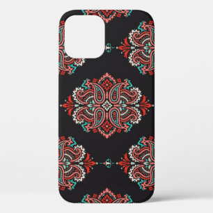 Asian paisley elements, boho vintage pattern. iPhone 12 case
