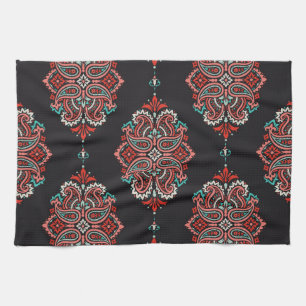Asian paisley elements, boho vintage pattern. kitchen towel
