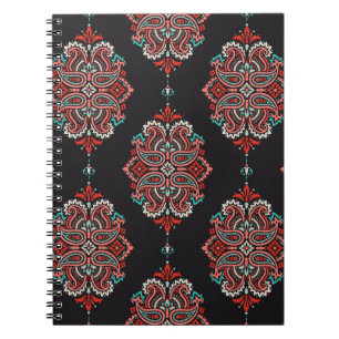 Asian paisley elements, boho vintage pattern. notebook