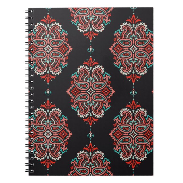 Asian paisley elements, boho vintage pattern. notebook (Front)