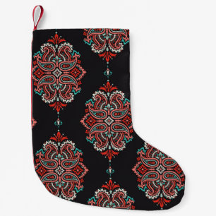 Asian paisley elements, boho vintage pattern. small christmas stocking