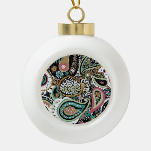 Asian paisley: modern seamless design. ceramic ball christmas ornament
