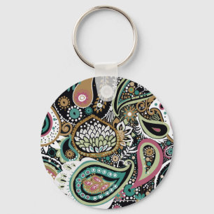 Asian paisley: modern seamless design. keychain