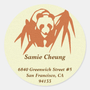 Asian panda bamboo custom circle address label