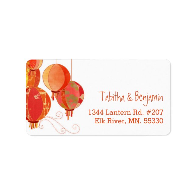 Asian Paper Lanterns Chic Wedding Address Label (Front)