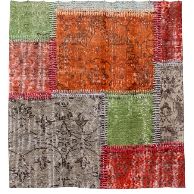 Asian patchwork carpet in Istanbul, Turkey. Close  (Front)