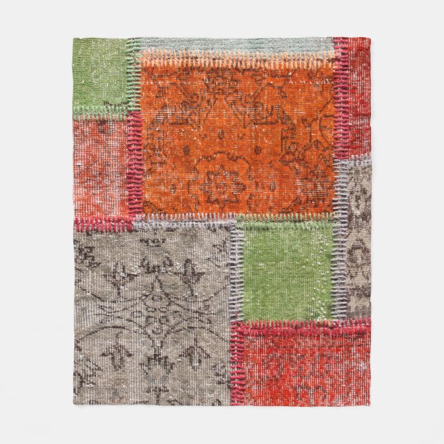 Asian patchwork carpet in Istanbul, Turkey. Close  Fleece Blanket (Front)